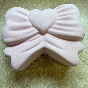 Pink Heart Bow Shaped Jewelry Box Hinged Trinket Storage Case